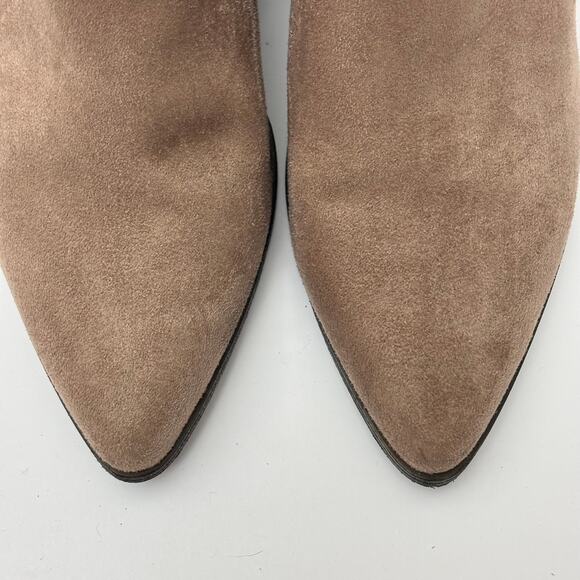 Candie's Taupe Suede Fringe Block Heeled Pointed Toe Ankle Boots Womens Size 7.5 - Picture 4 of 11